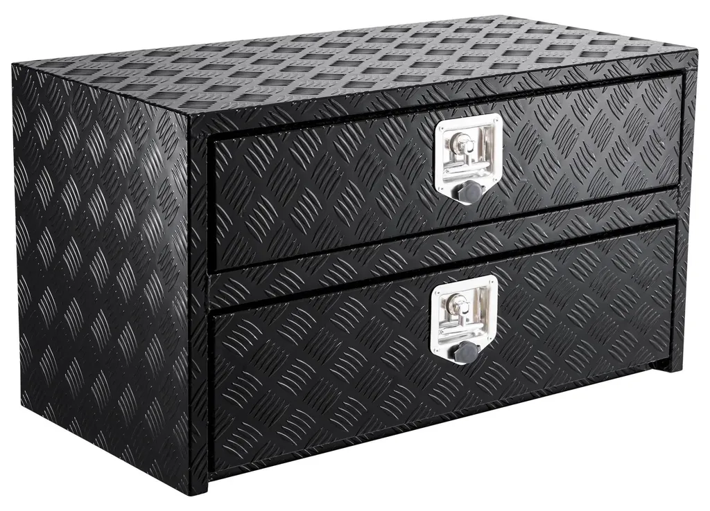 Boîte à outils sous châssis camion en alu damier 61x46x51cm avec tiroir