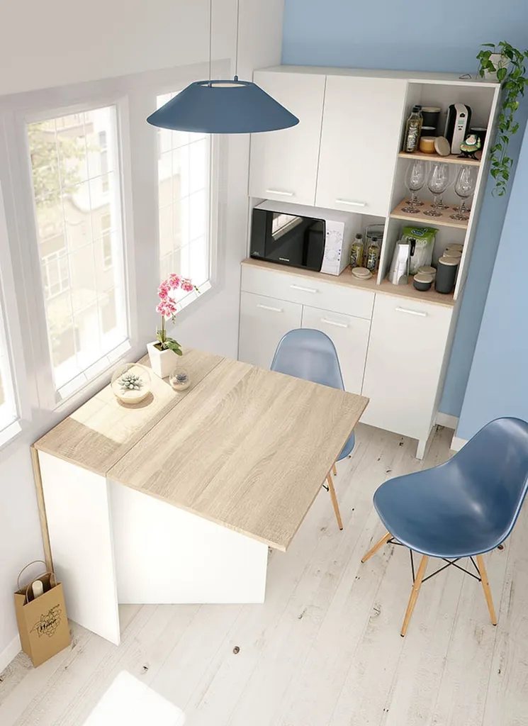 CALICOSY Table pliable H78 cm Fly - Console d'appoint bois et blanc - 14