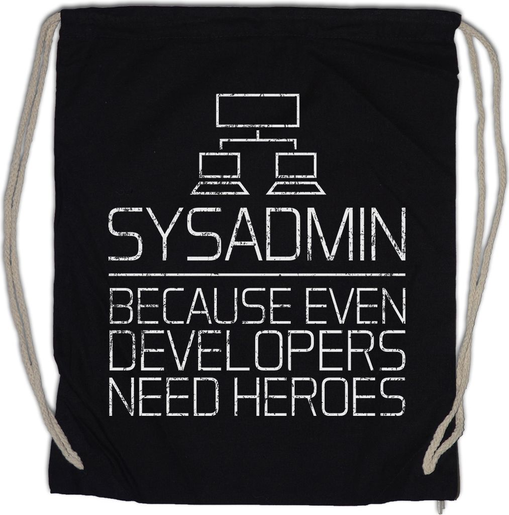 Urban Backwoods Sysadmin Even Developers Need Heroes, Turnbeutel, Farbe: Schwarz