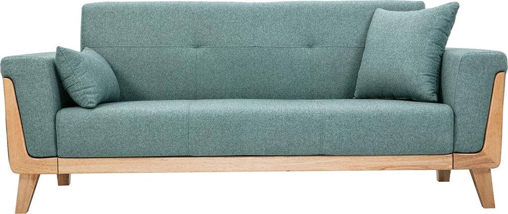 Miliboo - Skandinavisches Sofa 3-Sitzer aus graugrünem Produktbild 