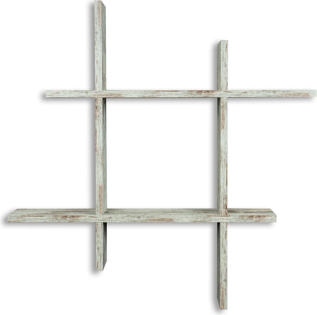 levandeo Hashtag Regal 75x75cm Wandregal Holz Shabby Chic Bücherregal Deko
