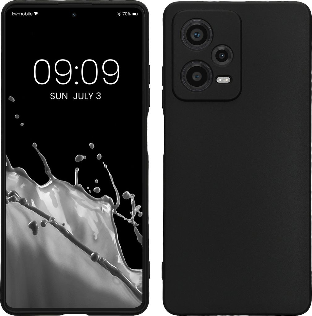 kwmobile Handyhülle kompatibel mit Xiaomi Redmi Note 12 Pro+ 5G / Note 12 Pro Plus 5G Hülle - Handy Case aus weichem Silikon in Schwarz matt