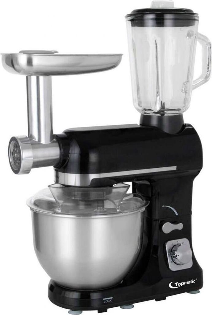 Topmatic PKM-1800.1BG Schwarz Multifunktion Mixer 1800W Teigmaschine Fleischwolf
