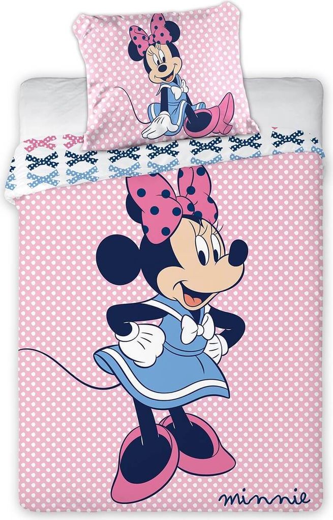 FARO Baby-Bettwäsche, Minnie Maus, blaues Kleid, 100x135 cm Produktbild 