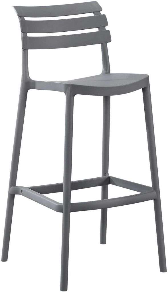 CLP Barhocker Rafan mit Lehne wetterfest UV-beständig robust bis 150 kg belastbar dunkelgrau