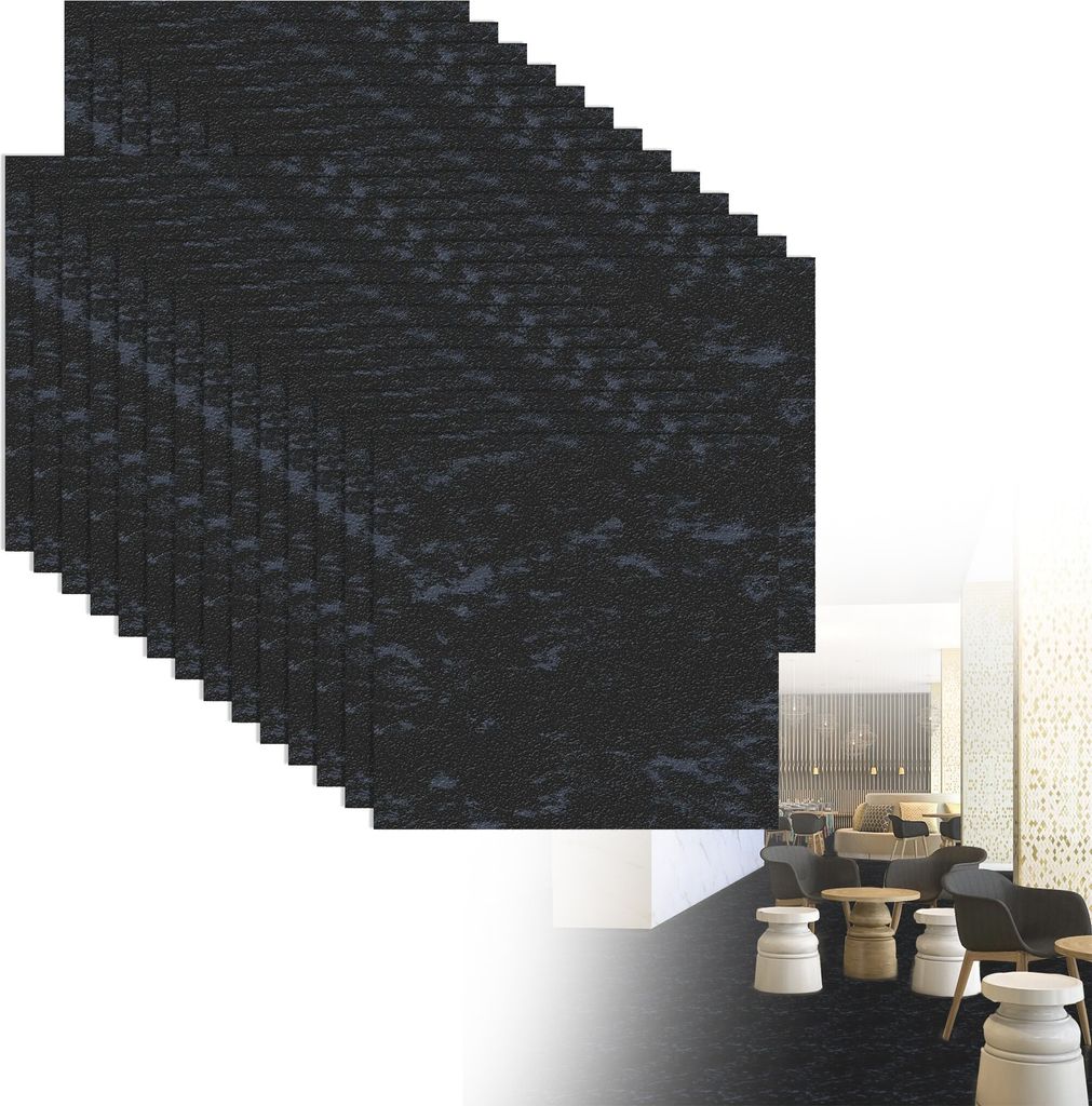 LZQ Selbstklebende Vinylbodenfliesen,Abzieh- und Aufkleber Design 30x30 cm für Küche, Wohnzimmer & Badezimmer, 54 Stück (5,02 m²),Marineblau