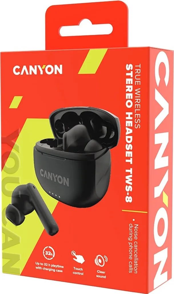 Écouteurs Intra-auriculaires Bluetooth Canyon CNS-TWS8B TWS Sport Noir