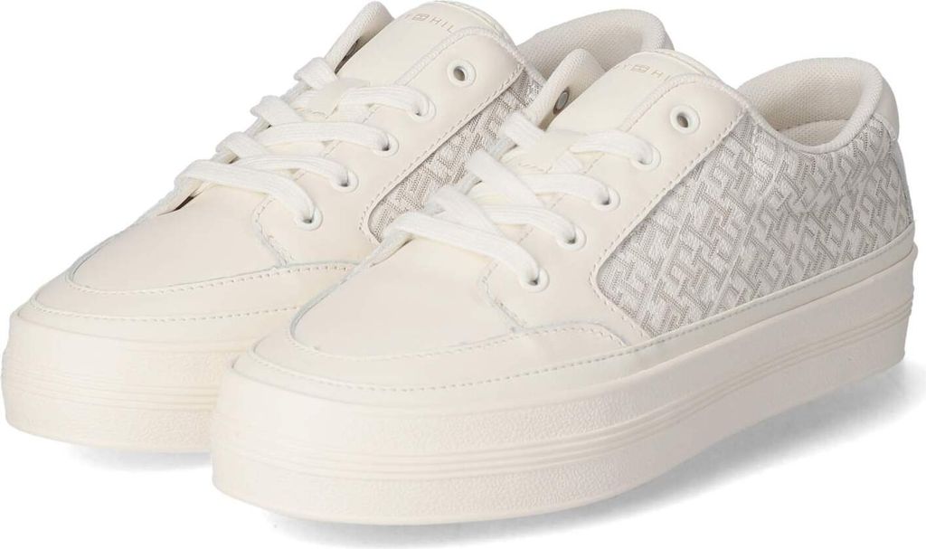 Tommy Hilfiger Damen Low Sneaker/ Schnürschuhe Beige Glattleder Größe: 41
