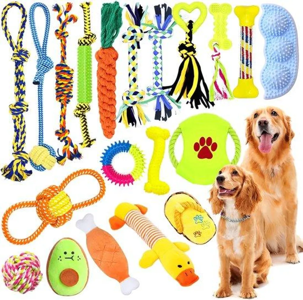 Jouets pour chien résistants en coton - Pack de 20 pour la santé dentaire