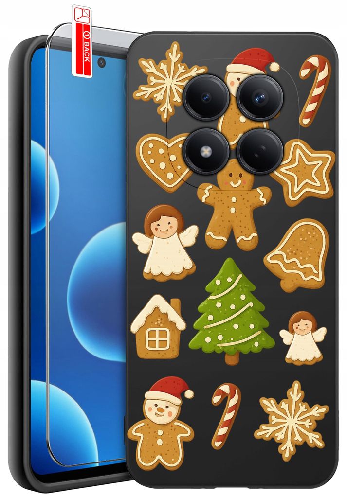 Hülle für Xiaomi Redmi Note 15 Pro 5G – Weihnachtsmotive mit Weihnachtsmann und Weihnachtsbaum + 9H-Glas