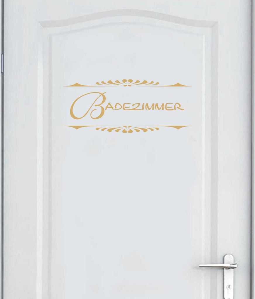 Wandtattoo - Wandaufkleber - Tür-/Wandtattoo "Badezimmer" klassisch - 30cm x 12cm gold - Dekoration Küche Wohnzimmer Wand