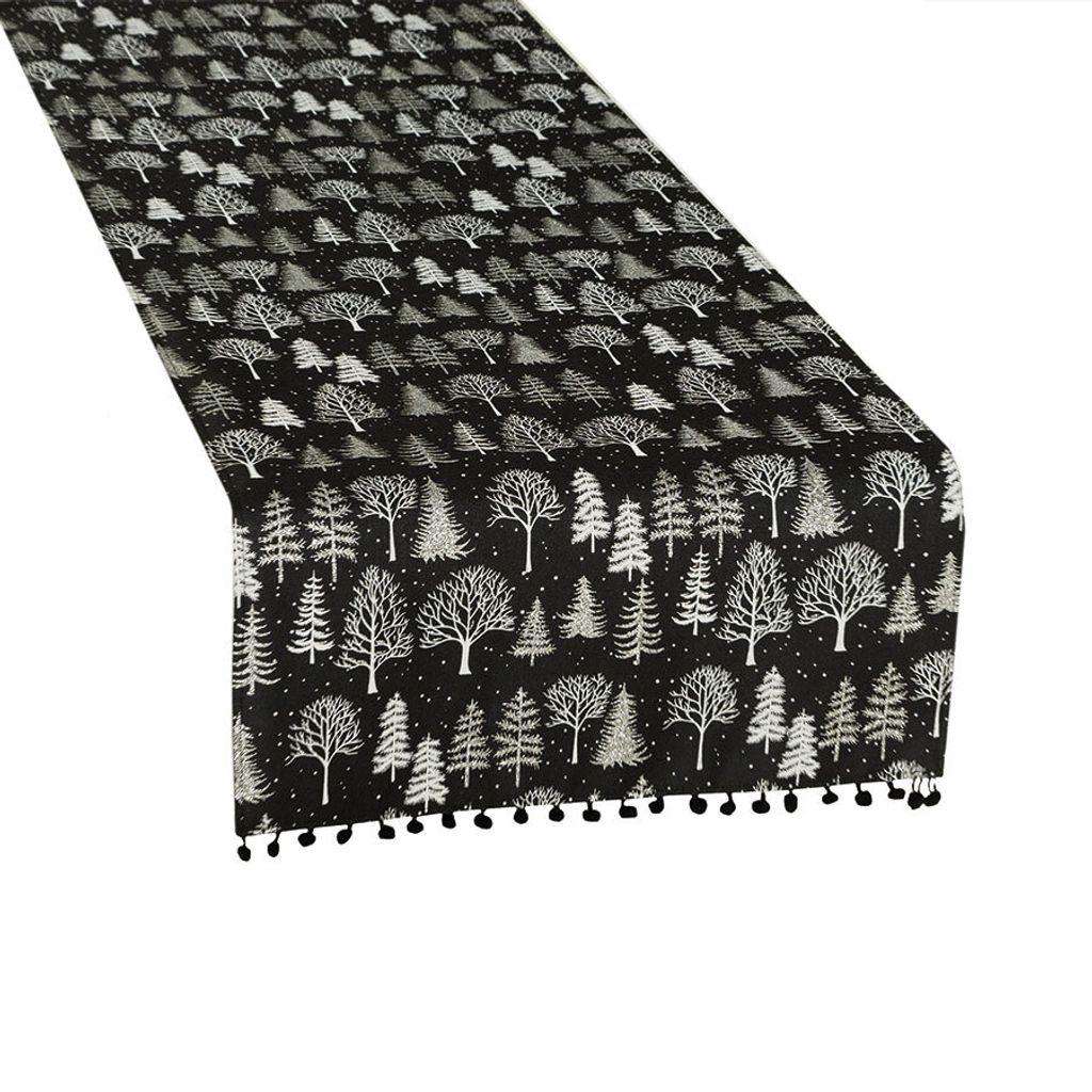 Tischdecke, Tischläufer festlich, Weihnachten 40x140cm Winterzauber, schwarz 010
