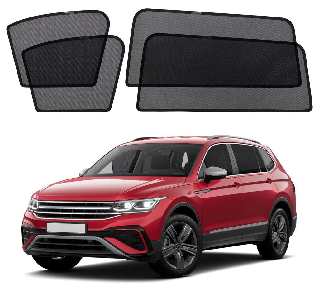 Sonnenschutzblenden für VW Tiguan II Allspace (2016–2024), verdunkelnd, magnetisch, atmungsaktiv, 4-teilig