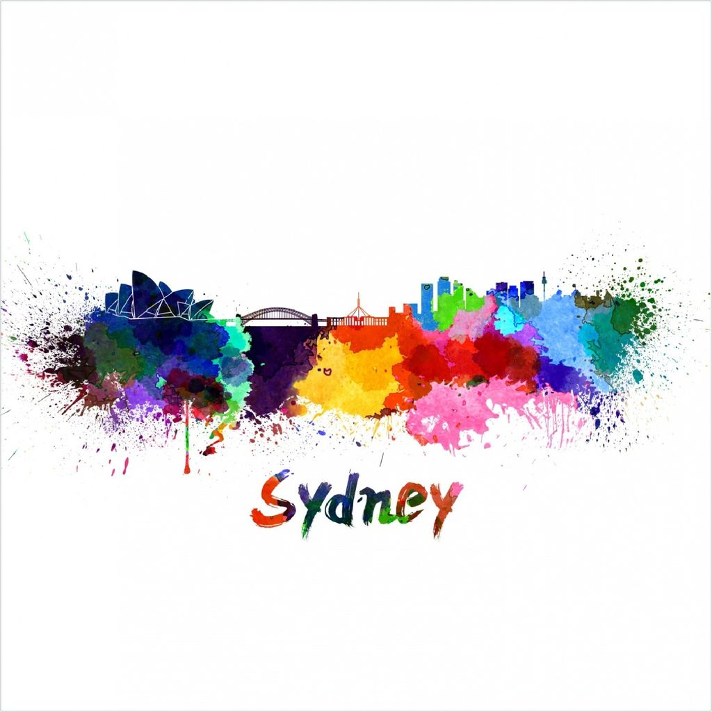 Wallario Memoboard Magnettafel aus Glas, Größe 50 x 50 cm, Motiv Städte als Aquarell - Skyline von Sydney