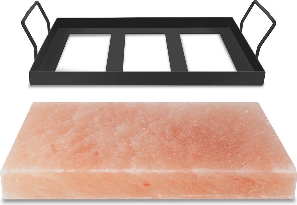 Faziango XXL Grill Salzstein mit Halter 30x20x3cm Salzplatte Wiederverwendbar für BBQ & Ofen