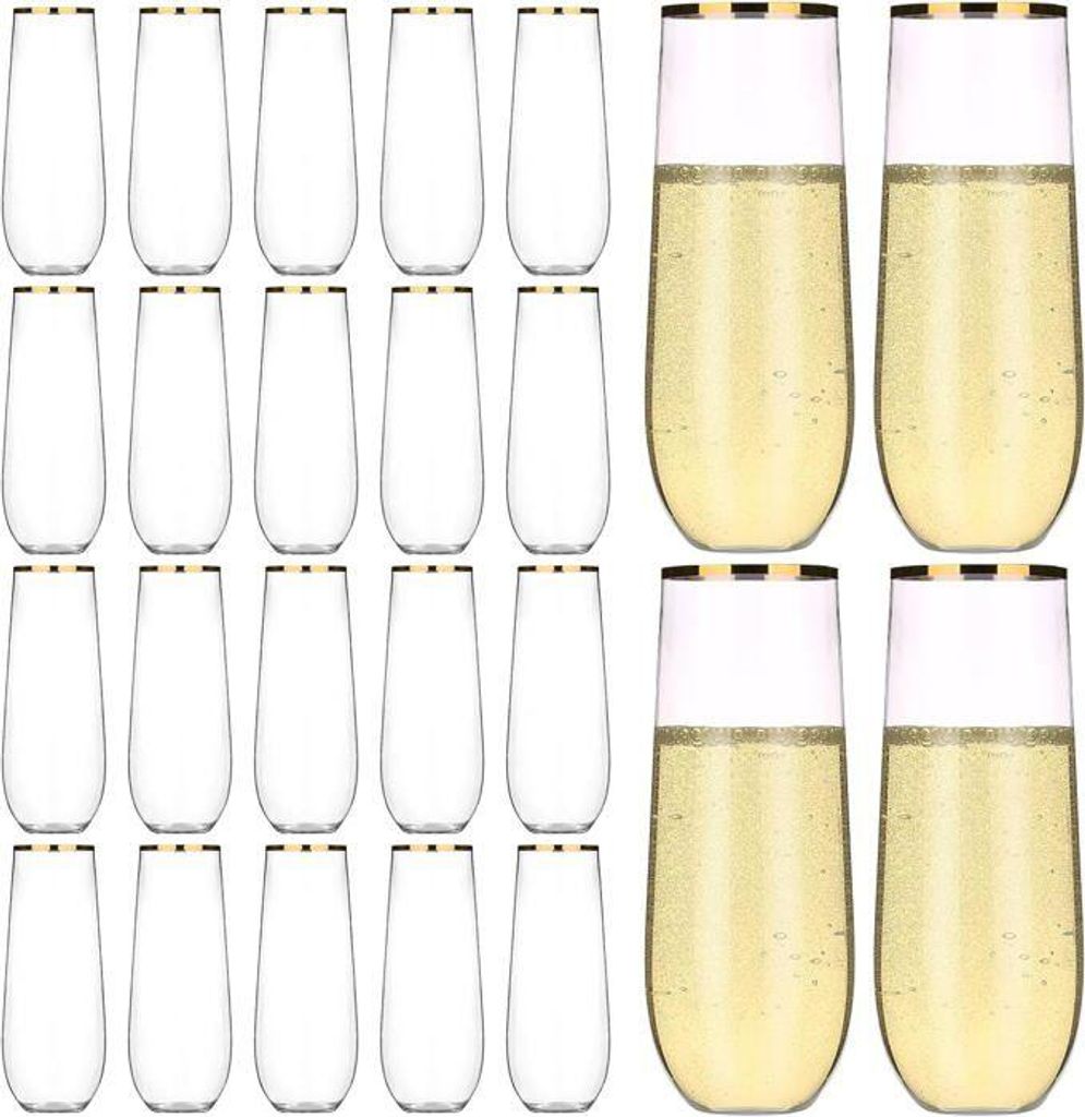 Set mit 24 Kunststoffgläsern, 250 ml, ideal für Champagner
