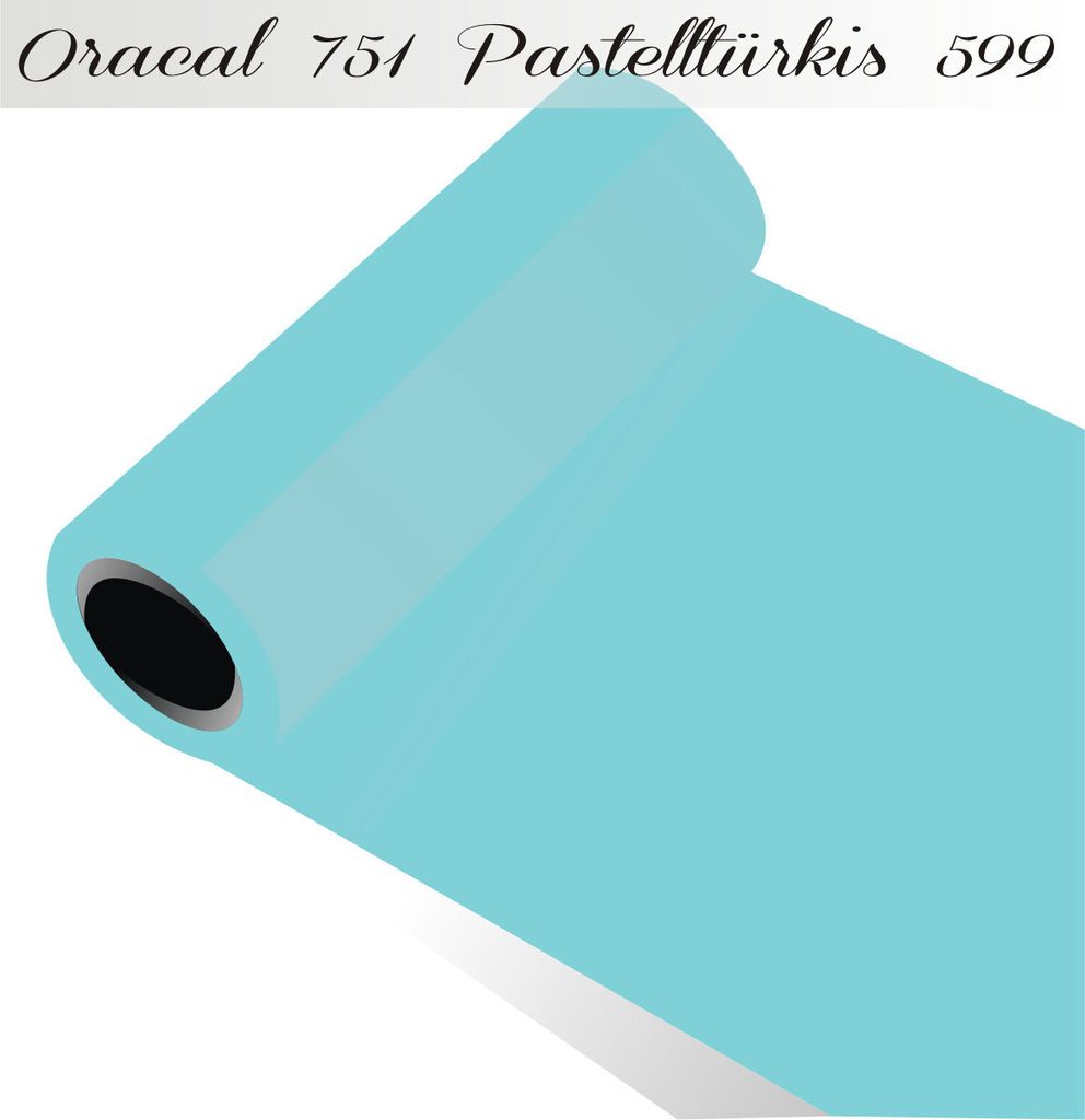 Oracal 751 - Orafol Folie 5m (Laufmeter) freie Farbwahl 118 glänzende Farben - glanz in 4 Größen, 63 cm Folienhöhe pastelltürkis - 599