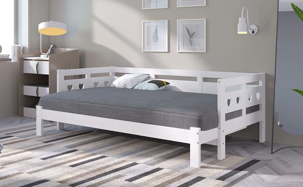 Lit d'appoint extensible blanc 90x190 cm idéal pour chambre d'amis - 11