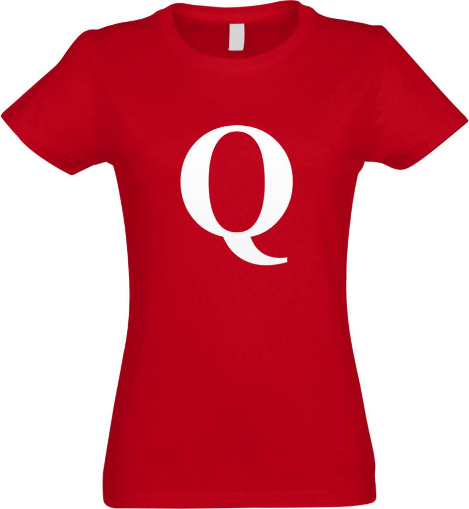 Kiwistar - T-Shirt tailliert - Damen - rot - Buchstabe Q - Alphabet - mit Motiv Bedruckt - Funshirt Design - Sport - Freizeit - Damen - XXL