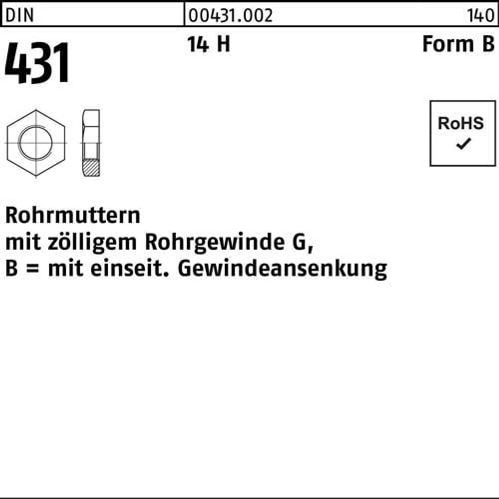 Reyher Rohrmuttern DIN 431 14 H BG 3/8 (50 Stück)