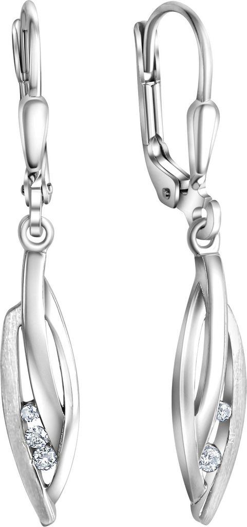 V Ohrhänger 925/- Sterling Silber 3,2cm weiß Zirkonia weiß 371230213