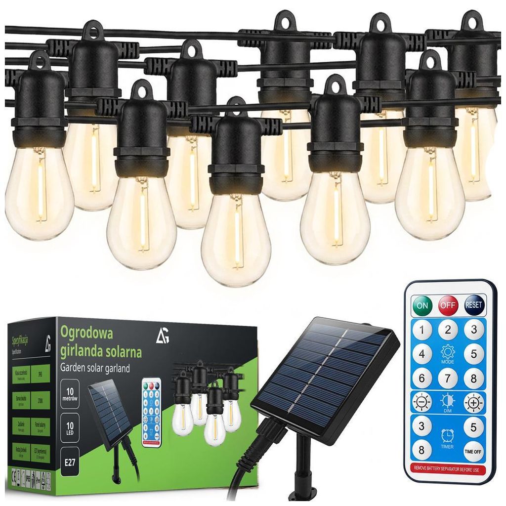 Solar Partylichterkette 10m LED USB Solar Garten Produktbild 