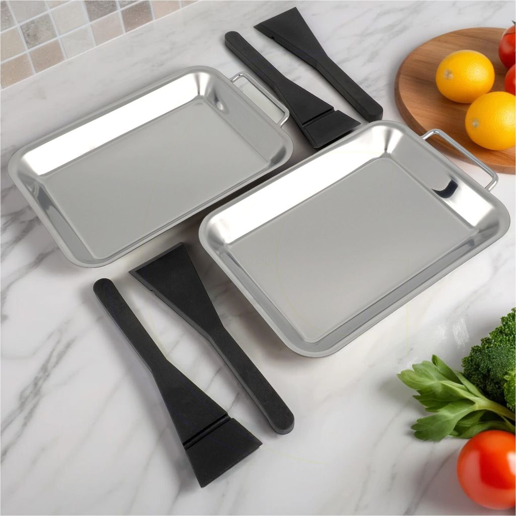 2er Set Edelstahl Grillpfanne Portionspfanne Grill Produktbild 