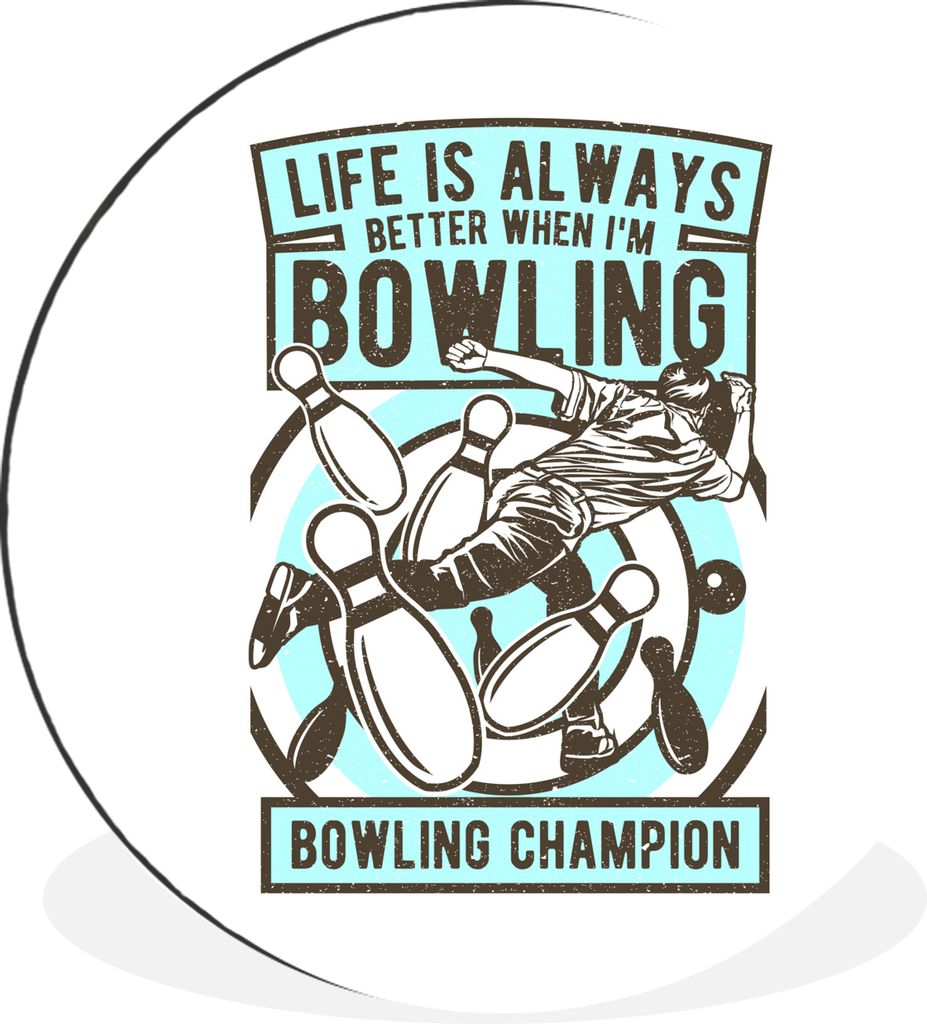 MuchoWow Aluminium Wandkreis Bowling - Zitate - Jahrgang Ø 90 cm Wanddeko Modern Wohnzimmer - Mauerkreis - Wandbilder - Runde Bild - Bild aus Al...