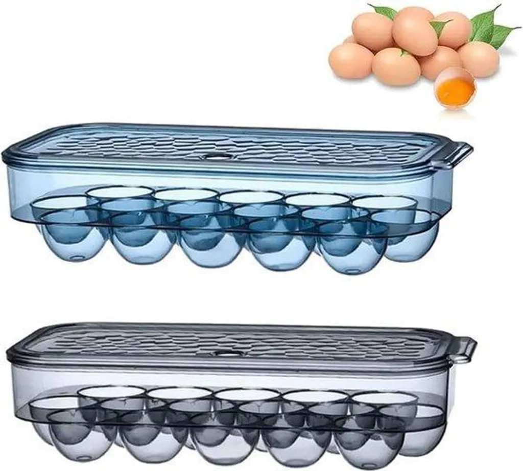 Boîte à œufs fraîcheur empilable 16 alvéoles plastique rigide lot 2