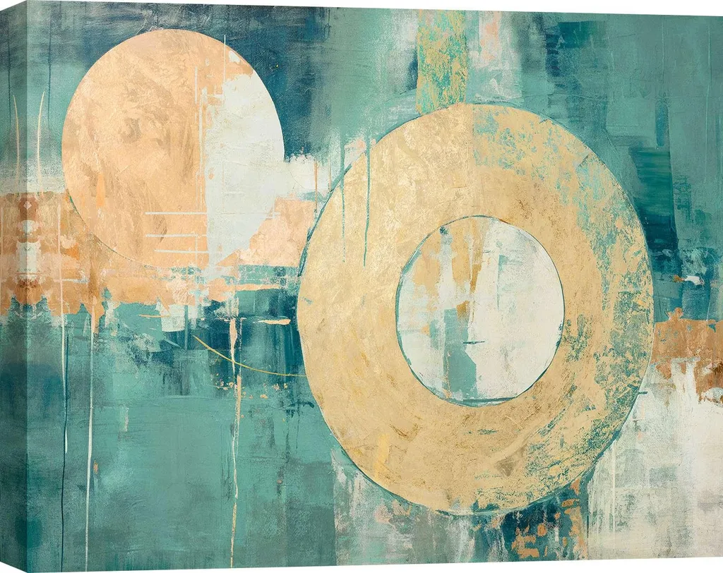 Jim Stone Blue Planet: Quadro Astratto con Venature Oro per Pareti