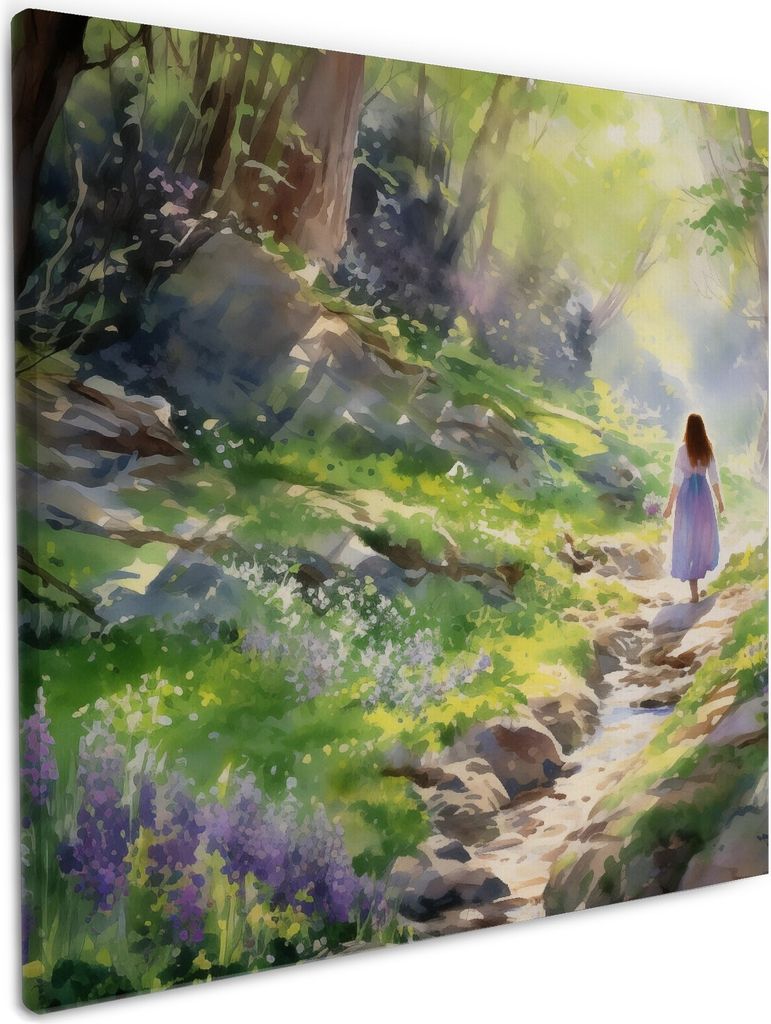 Wallario Premium Leinwandbild Wanderung im Morgenlicht in Produktbild 
