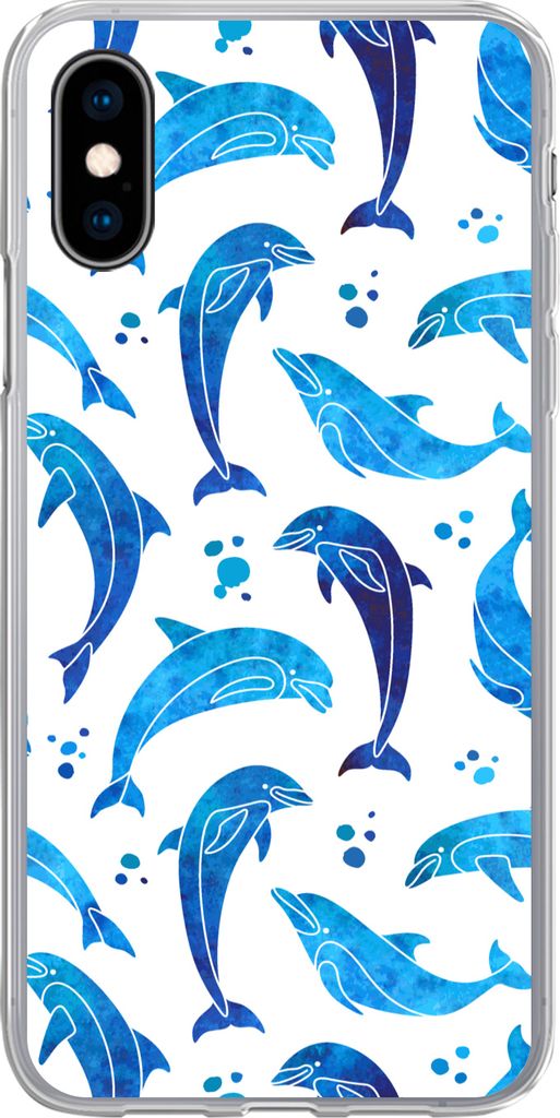 MuchoWow Handyhülle Schutzhülle Hülle für Telefoonhoesje iPhone X Mädchen - Delphin - Tiere - Muster - Mädchen - Kinder - Kinder Silikon So...