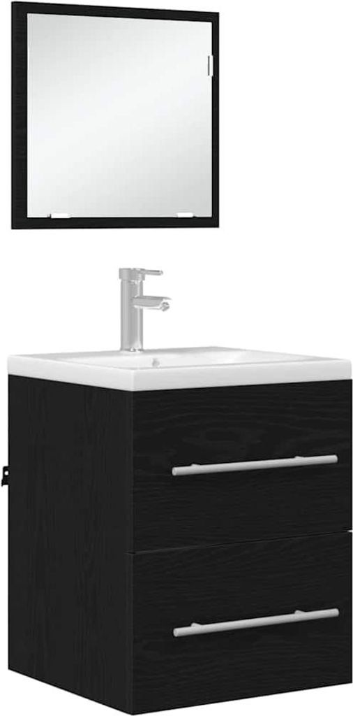 vidaXL Badezimmermöbel-Set mit Schubladen Schwarz 41 x 38,5 x 48 cm
