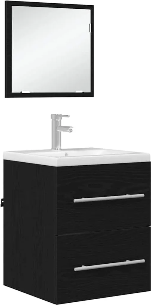 SYFAX Mobile Bagno Nero con Cassetto 41x38,5x48 cm | Arredo Salvaspazio