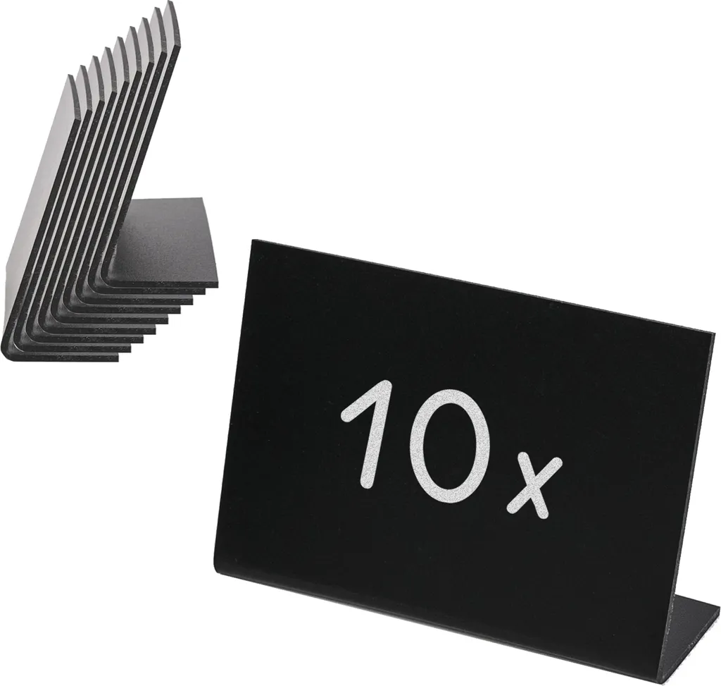 HMF 46424 Présentoir de Table en L Tableau à Craies Noir Lot de 10