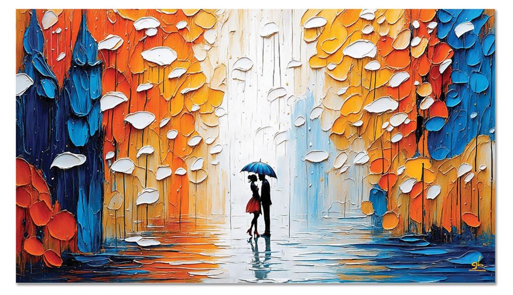Giallobus - 14 – Liebende im Regen - Giallobus - 70L x 40B cm - Bild - Acrylglas