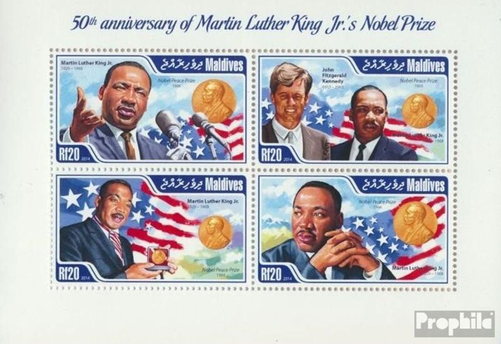 Briefmarken Malediven 2014 Mi 5375-5378 Kleinbogen (kompl. Ausg.) postfrisch Martin Luther King
