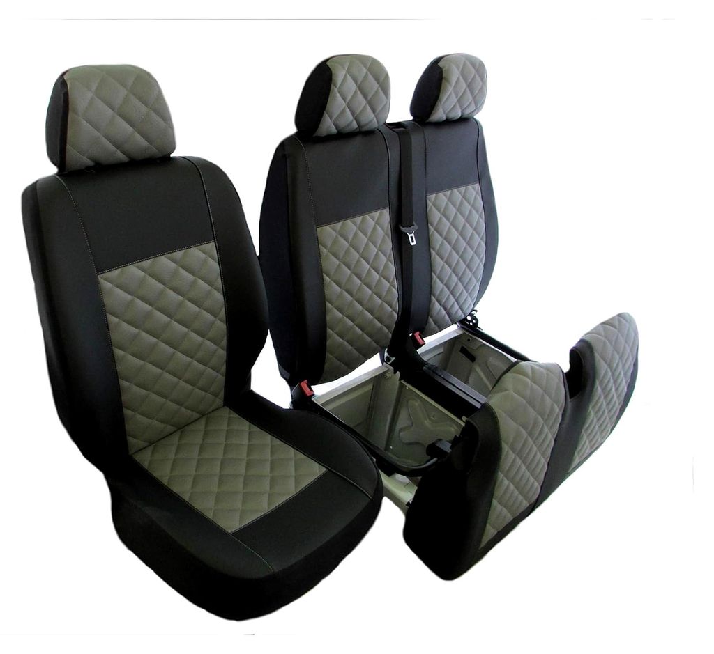 Sitzbezüge aus , 2+1 (1 Einzelbett, 1 Doppel), Schwarz/Grau für Transporter T5 T6 nach 2004, Links- oder Rechtslenker