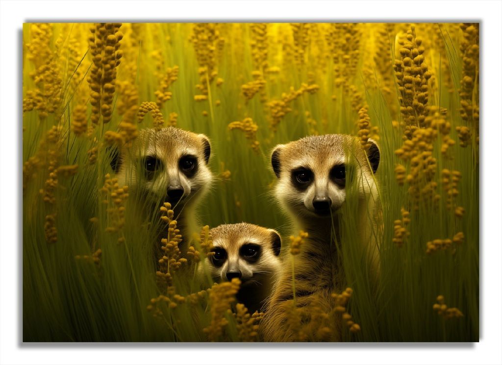 Wallario Premium Glasbild, freischwebende Optik, kräftige Farben, Größe 100 x 70 cm Motiv Versteckspiel im Feld