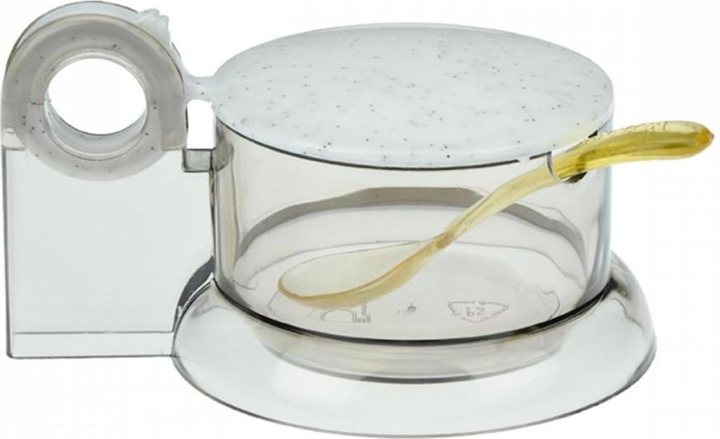 Plastikowa cukiernica z łyżeczką Gucio Marble 150 ml Zdjęcie produktu 
