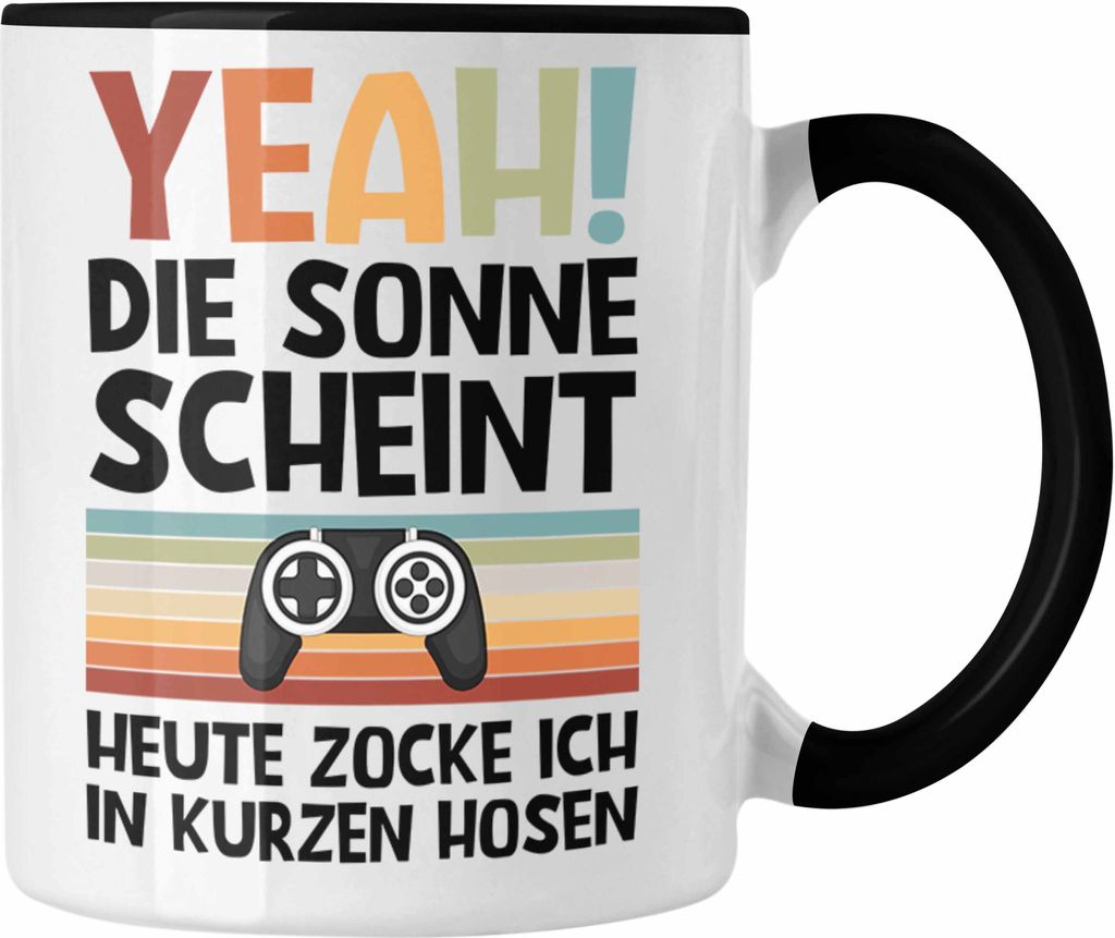 Trendation - Gamer Tasse Geschenk Jungen Zocker Mitbringsel Männer Zocken Gaming Geschenkideen PC Kinder Zubehör Spruch Lustig Zocken In Kurzen H...