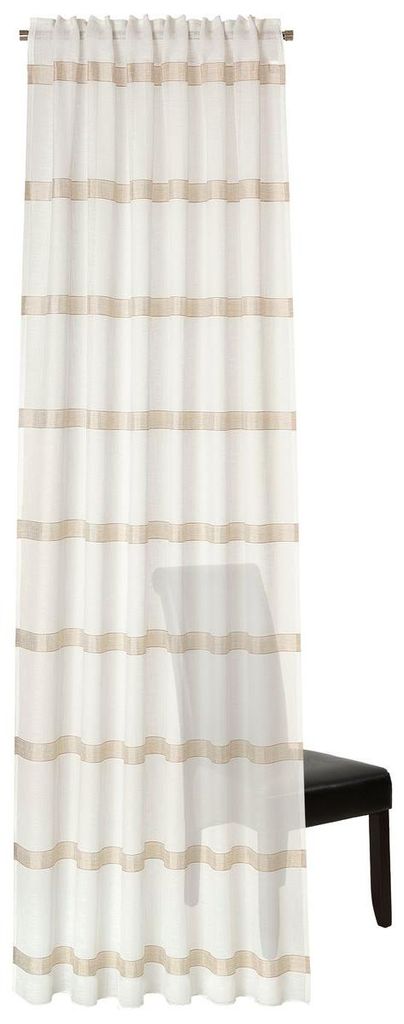 Gardine Portis verdeckte Schlaufen Streifen weiß natur 140x245cm (BxH)