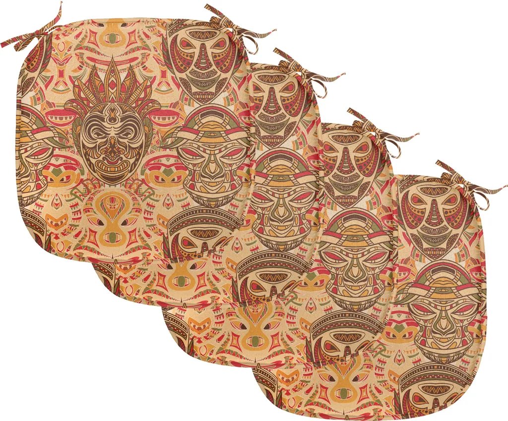 Coussin Décoratif Imperméable à Sangles Style Masque Africain 40 cm