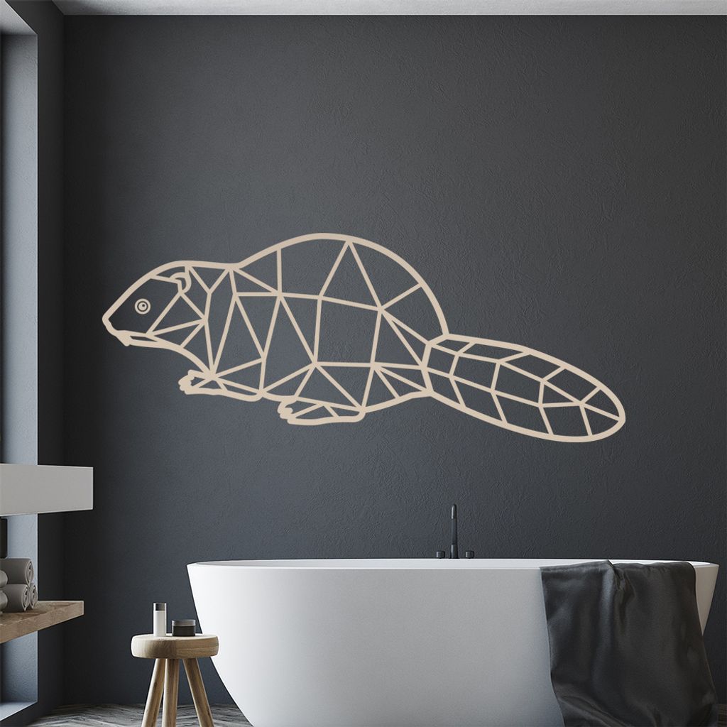 Biber Polygon Wandtattoo Wandaufkleber Wall Sticker - Dekoration, Küche, Wohnzimmer, Schlafzimmer, Badezimmer