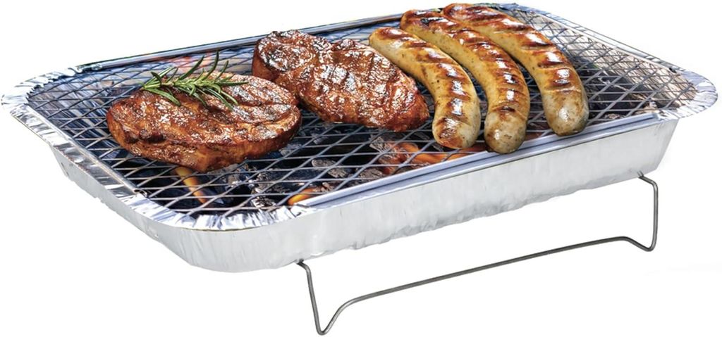 RESCH Tischgrill 502602 mobiler Holzkohle Einweg-Grill mit Kohle & Rost für 2 Personen, Einweggrill Holzkohle, Grill, Holzkohlegrill klein,Mobil