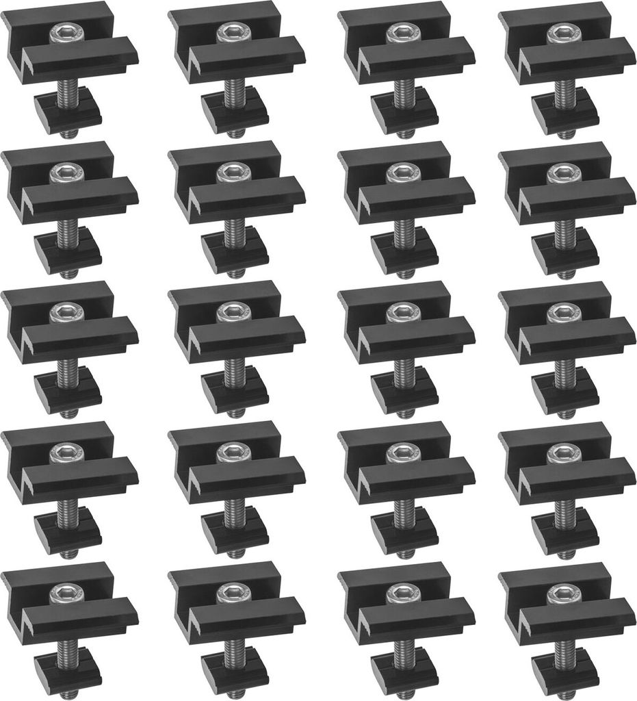 20er Set Solar Photovoltaik ALU Mittelklemme schwarz 30mm f Produktbild 