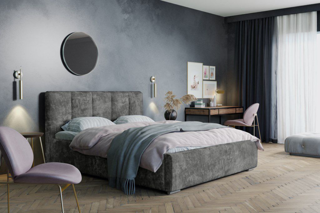 ADIDAR Matylda Polsterbett 200x200cm Doppelbett Metal-Holzrahmen, hydraulisch, Kopfteil, Bettkasten, Lattenrost für besten Schlafkomfort (Grau - E...