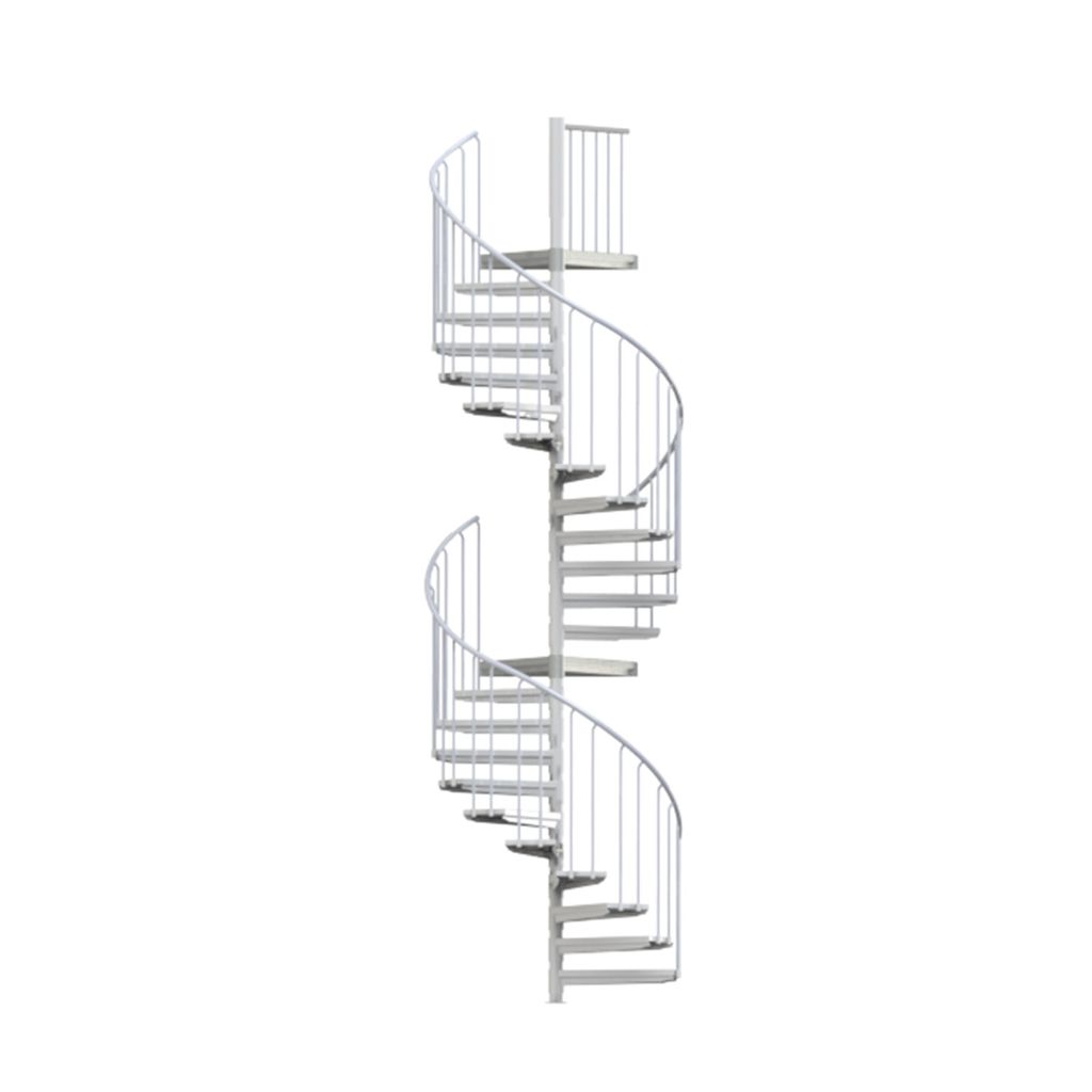 Spindeltreppe Ø 160 cm | Höhen: 504-584 cm | Ausstattung Premium | Stahlstufe