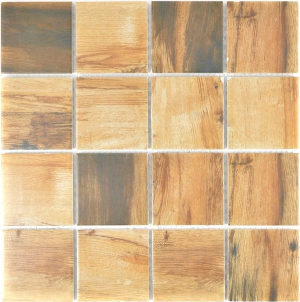 Vintage Wood Mosaikfliese Keramik braun Holzoptik Produktbild 