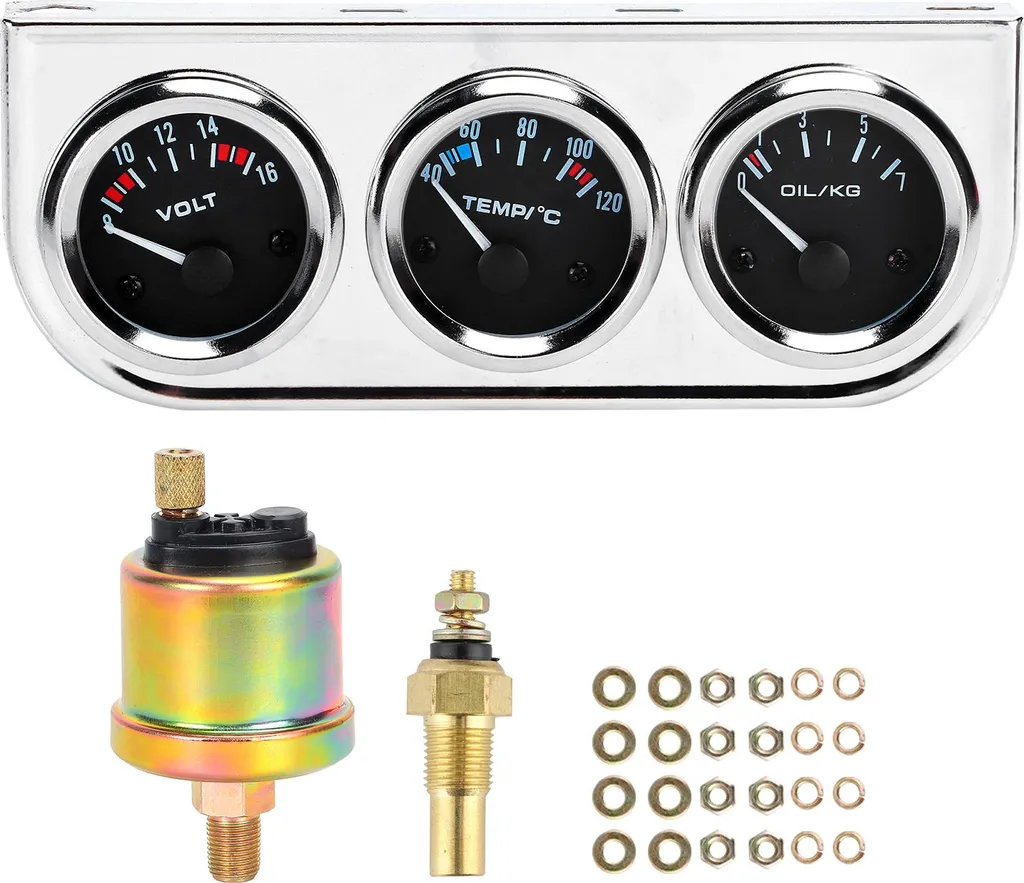 Manomètre de modification auto - 3-en-1 Pression d'huile, Eau, Volt (52mm) - 2
